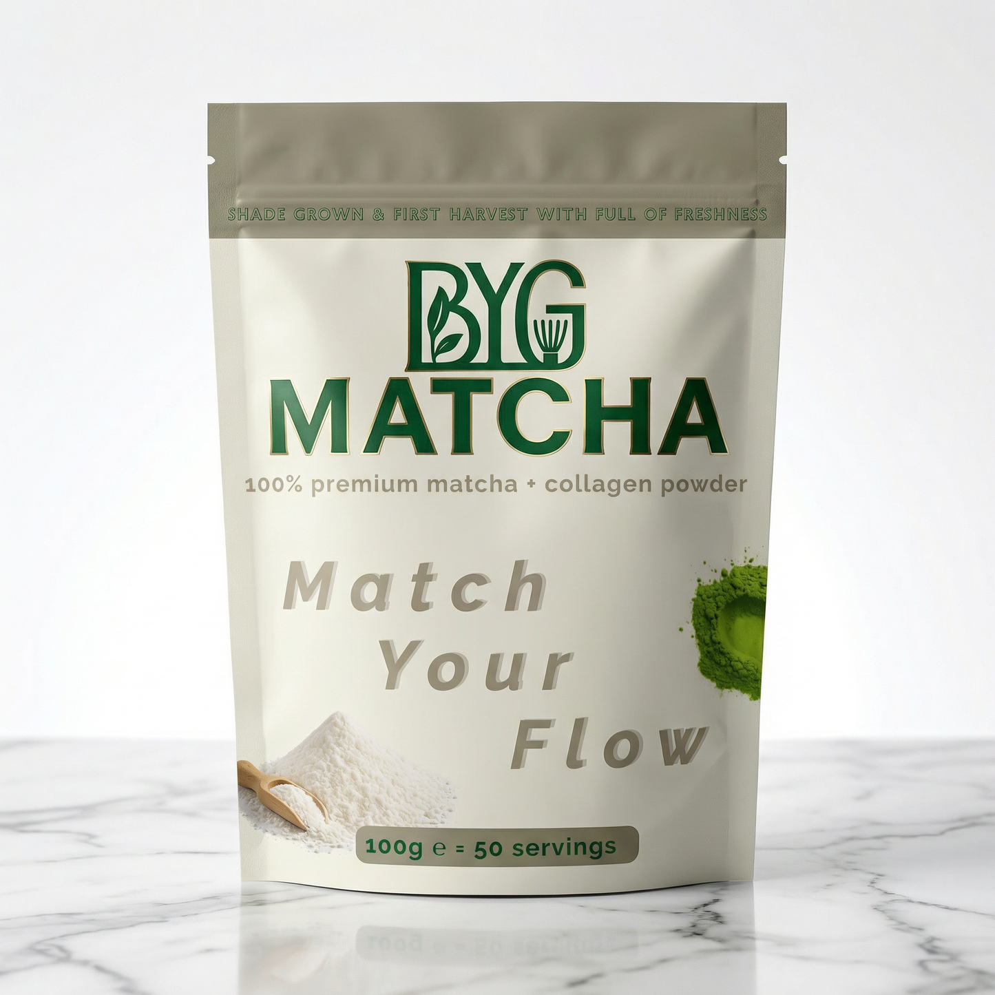 BYG Premium Matcha With Collagen Powder | Match Your Flow