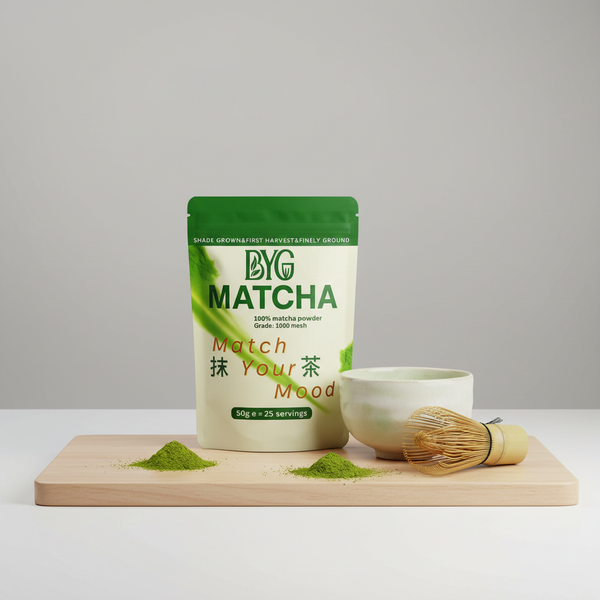 BYG Matcha Powder 50g (1,000-Mesh) | Smooth, Finest Quality, Non-Bitter Energy for Latte Lovers - BYG Matcha