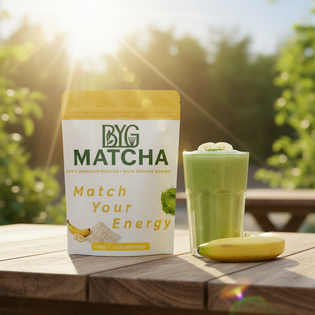 Banana matcha smoothie under the sun.