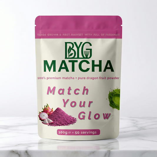 BYG Premium Matcha With Dragon Fruit Powder | Match Your Glow